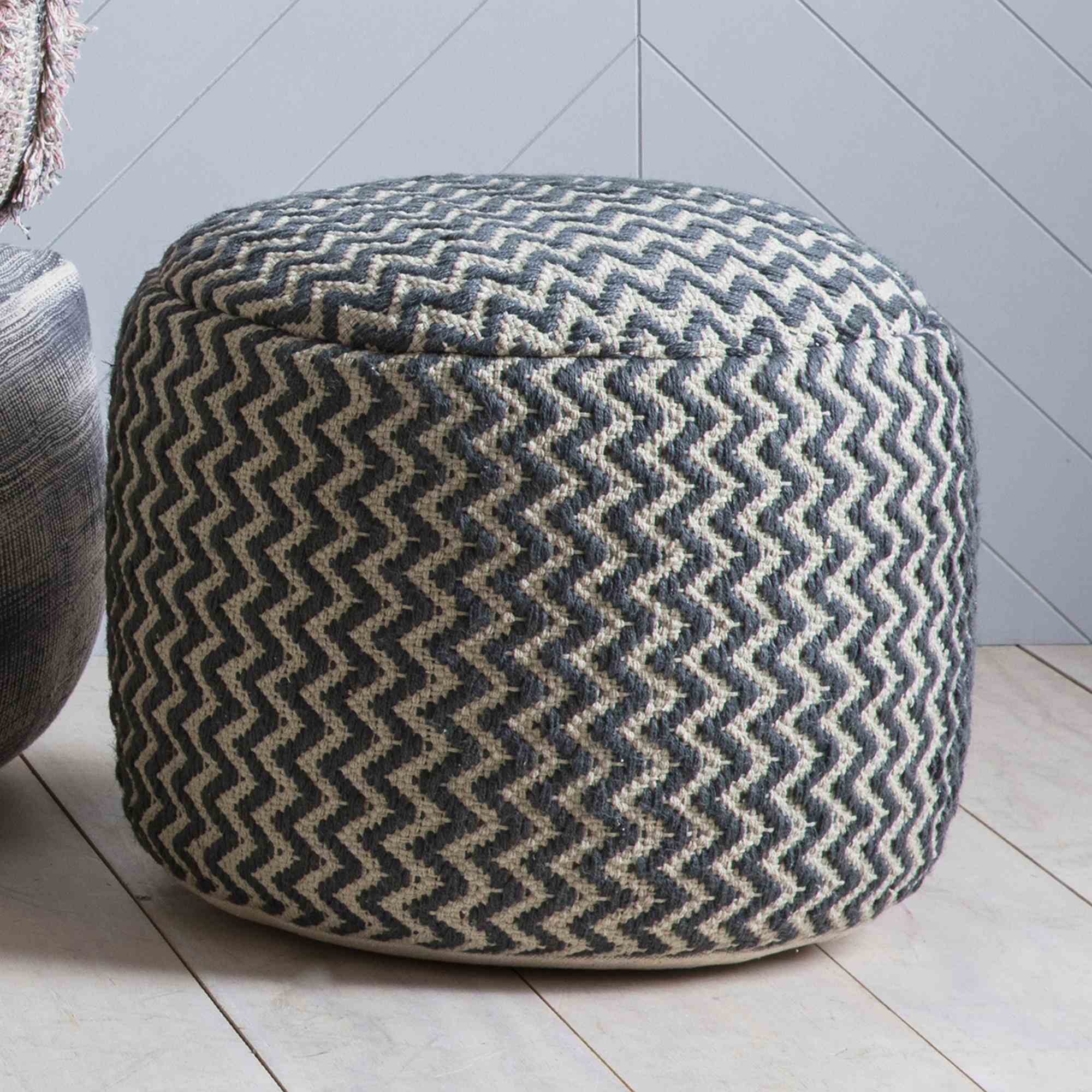 Metz Geometric Pouffe Footstool In Grey By Luxe Tapi